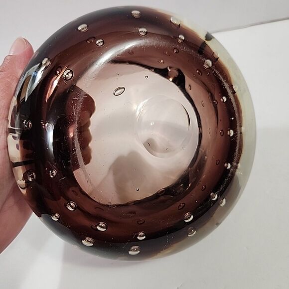 Vintage Murano MCM Blenko Glass Ashtray Amethyst 6” Controlled Bubble Purple - Picture 3 of 9